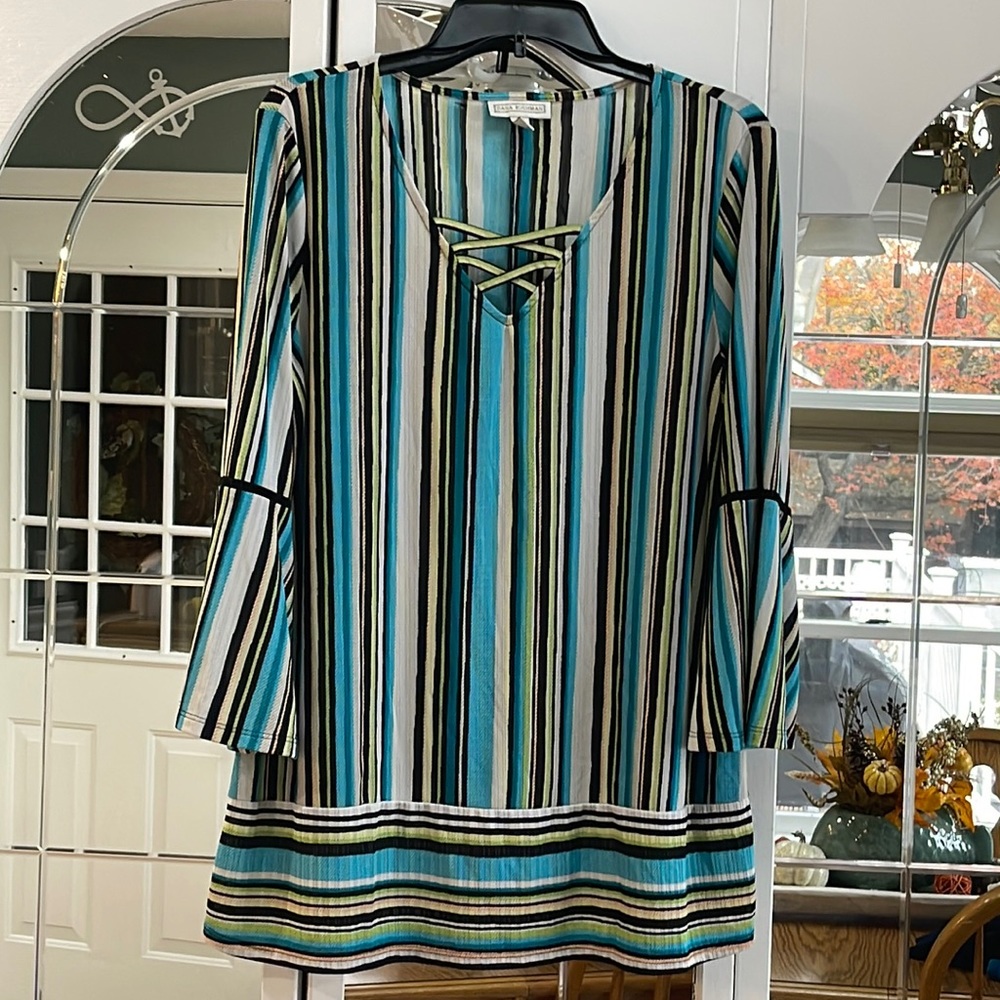 Dana Buchman Womens Striped 3/4 Sleeve Top